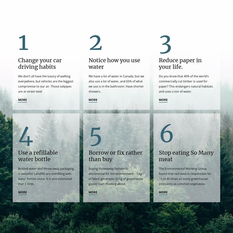 6 good green habits CSS Template