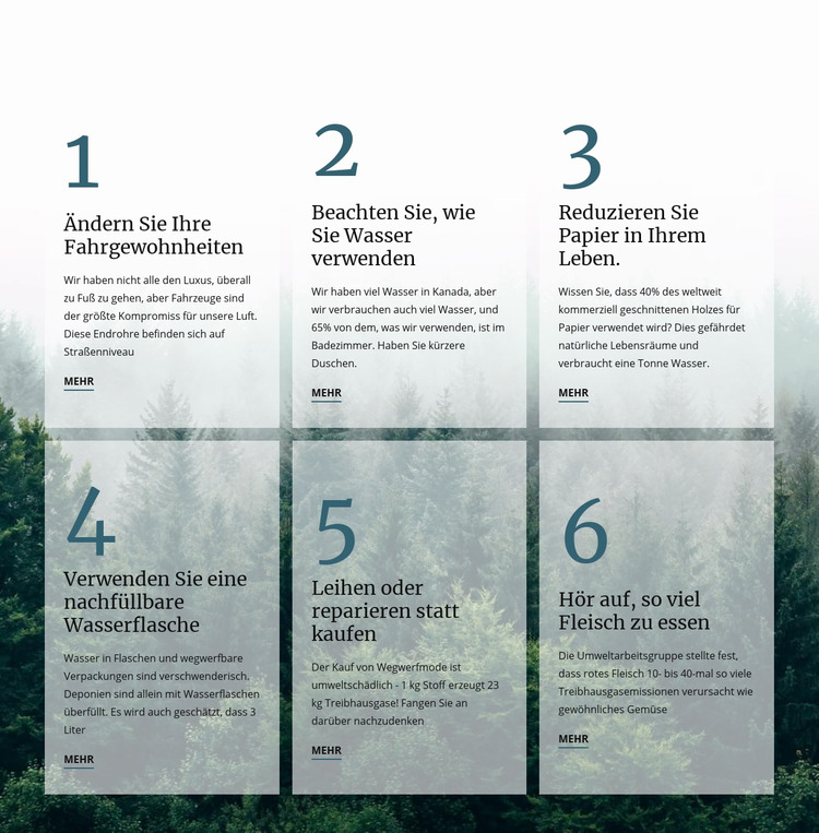 6 gute grüne Gewohnheiten HTML-Vorlage