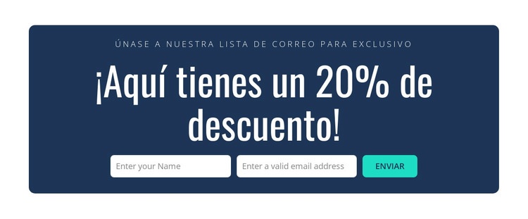 Aquí hay un 20% de descuento Plantillas de creación de sitios web