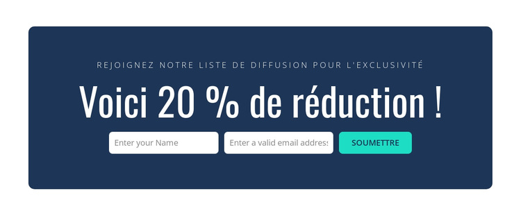 Voici 20% de réduction Thème WordPress