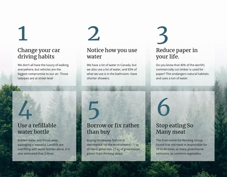 6 good green habits Homepage Design