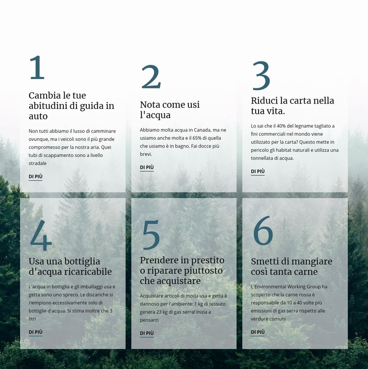 6 buone abitudini verdi Mockup del sito web