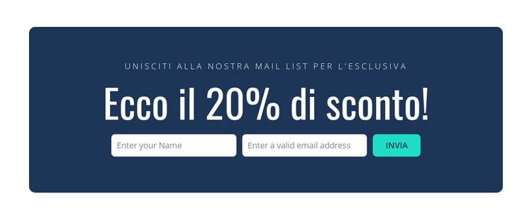 Ecco il 20% di sconto Un modello di pagina