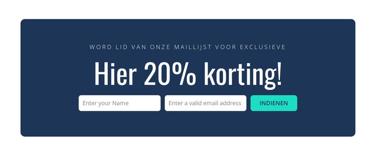 Hier 20% korting Bestemmingspagina