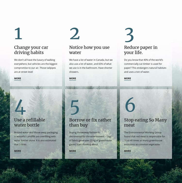 6 good green habits One Page Template