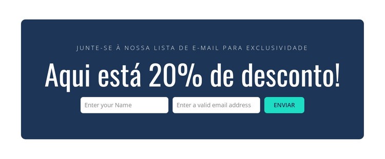 Aqui está 20% de desconto Construtor de sites HTML