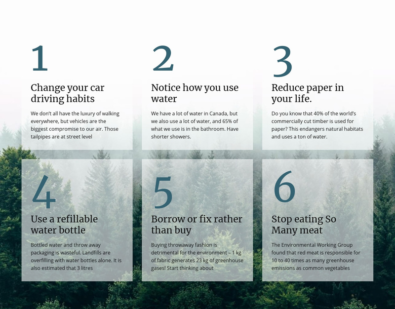 6 good green habits Web Page Design