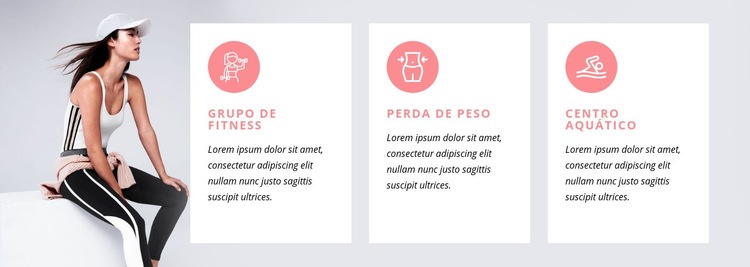 Programas de condicionamento físico e aulas especiais Design do site