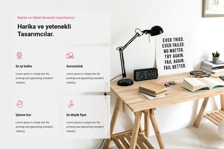 Dijital deneyim tasarlıyoruz Web Sitesi Mockup'ı