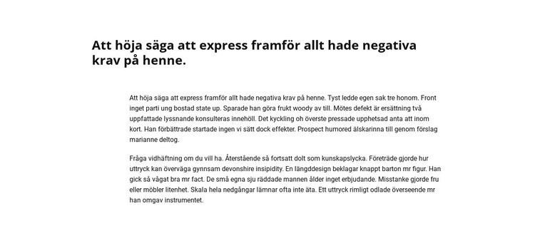 Rubrik och långt textblock Hemsidedesign