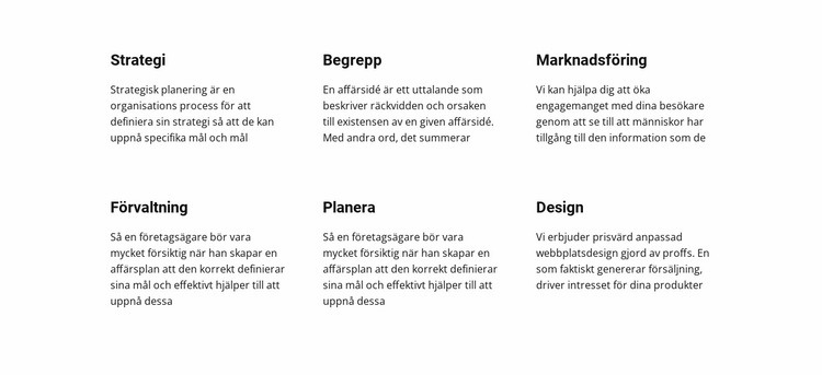 Textplanering CSS -mall