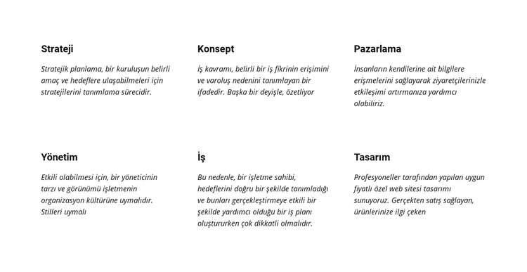 Metin Planlama Html Web Sitesi Oluşturucu