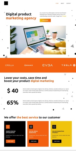 Most Creative One Page Template For Digital Product Marketing Agency