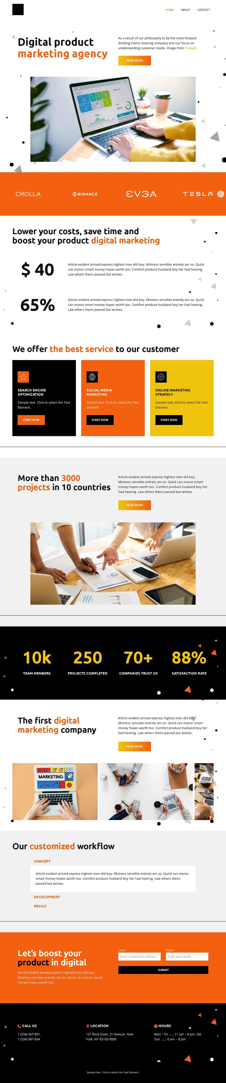 Digital product marketing agency One Page Template
