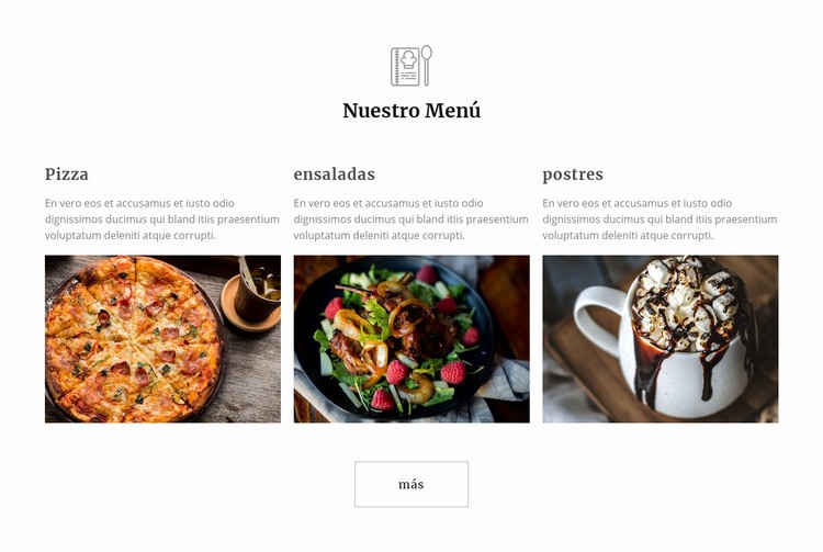 Comidas de restaurante Diseño de páginas web