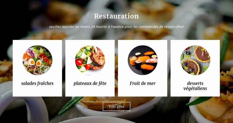 Services d'alimentation et de restauration Maquette de site Web