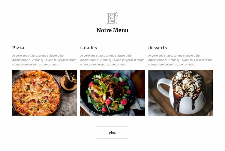 Repas au restaurant Modèle d'une page