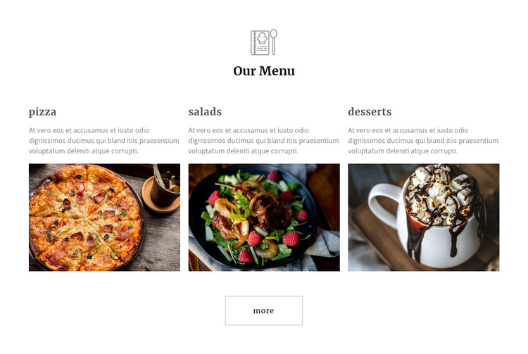 Restaurant meals One Page Template