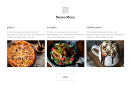 Página HTML Para Refeições Em Restaurante