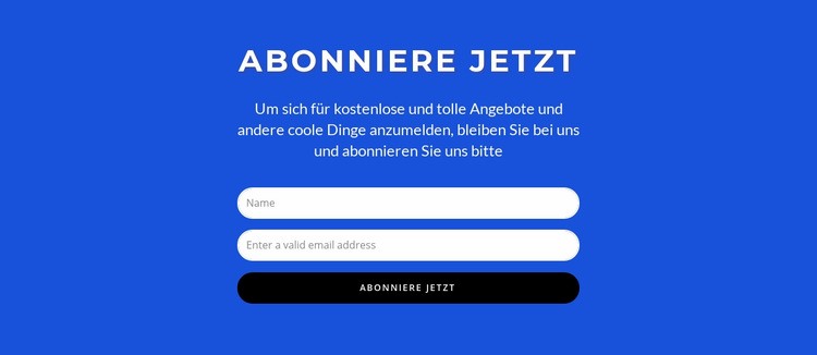 Jetzt abonnieren Formular HTML5-Vorlage