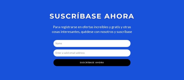 Suscríbete ahora formulario Maqueta de sitio web