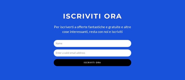 Sottoscrivi ora il modulo Costruttore di siti web HTML