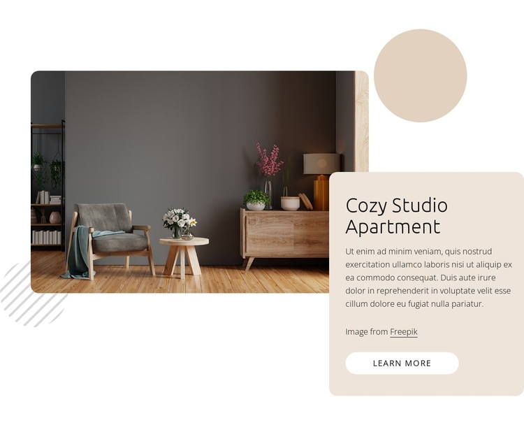 Cozy studio apartment Joomla Page Builder
