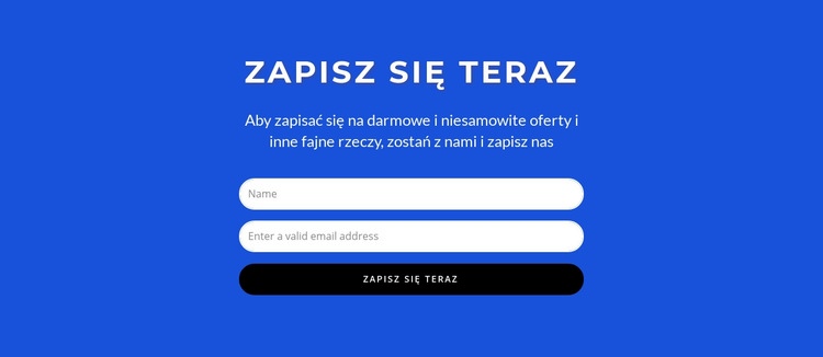 Zapisz się teraz formularz Szablon jednej strony