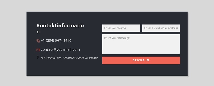 Kontaktformulär med mörk bakgrund Mall