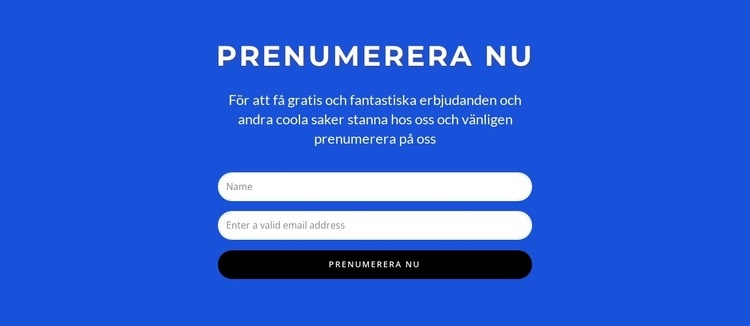 Prenumerera nu formulär Webbplats mall