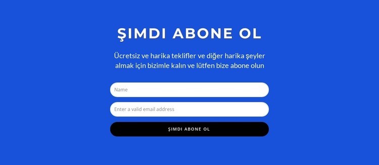 Şimdi abone olun formu Şablon