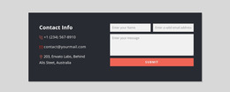 Contact Form With Dark Background - Responsive Website Builder