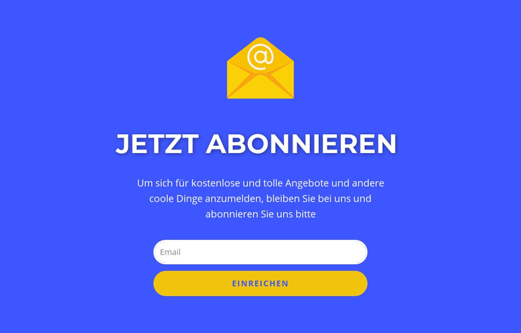 Abonnieren Sie jetzt das Formular mit Text HTML-Vorlage