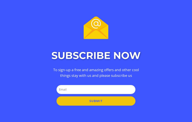 Subcribe now form with text HTML Template