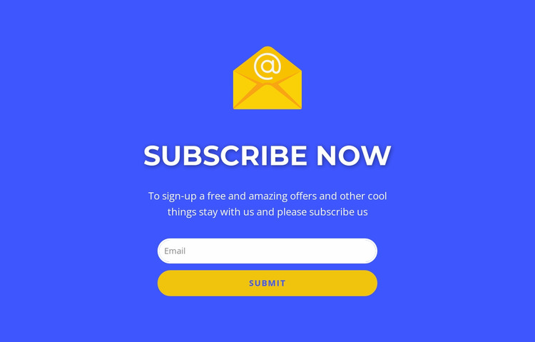 Subcribe now form with text Html Website Builder