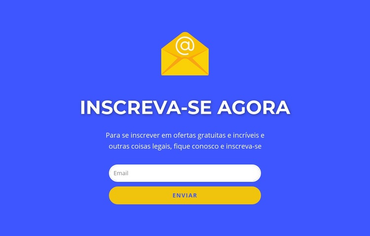 Assine agora o formulário com texto Maquete do site