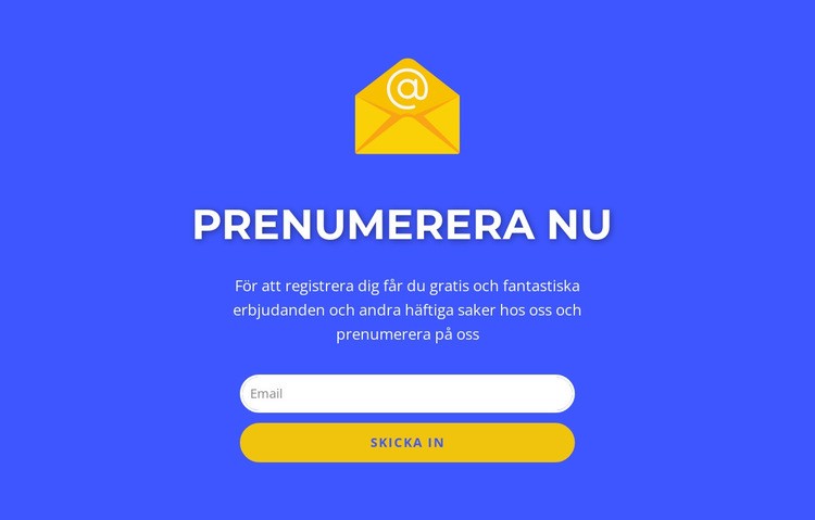 Prenumerera nu formulär med text HTML-mall