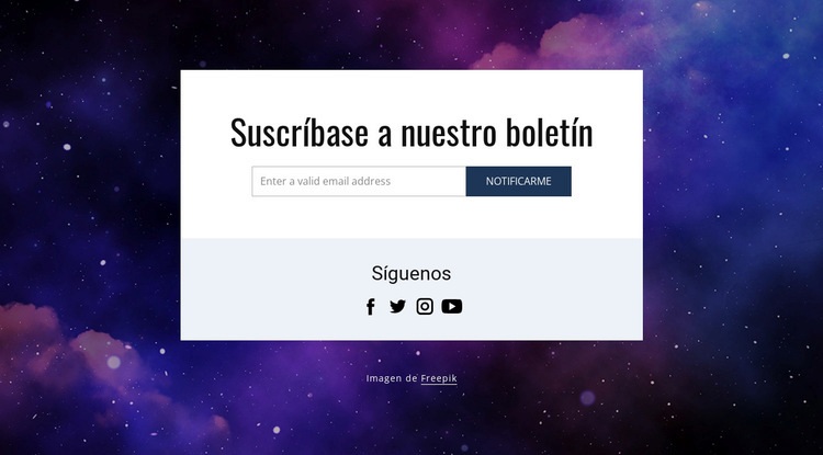 Únete a nuestra newsletter y síguenos Creador de sitios web HTML