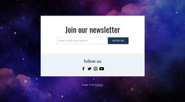 Join Our Newsletter And Follow Us - Responsive One Page Template