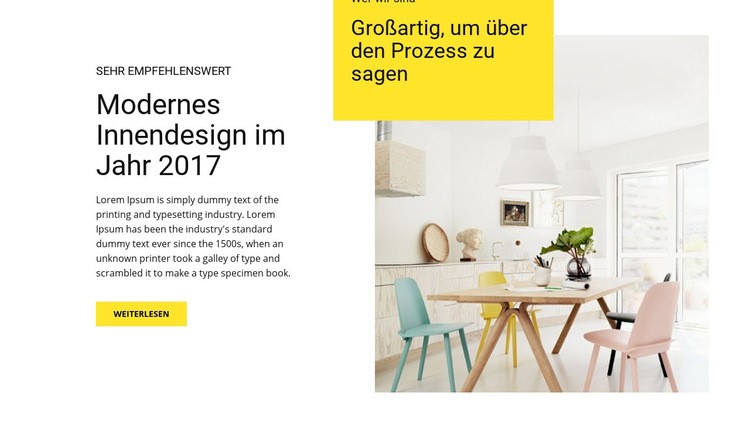 Merkmale des modernen Interieurs Website Builder-Vorlagen