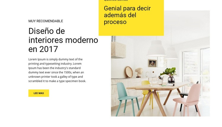 Características del interior moderno. Plantillas de creación de sitios web