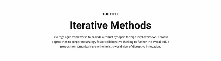 Iterative methods Website Design