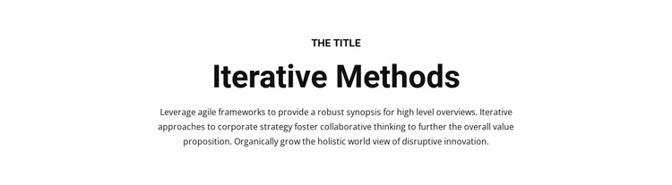 Iterative methods WordPress Website Builder