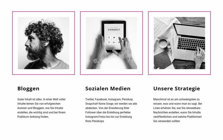 Bloggen gegen Social Media Website Builder-Vorlagen