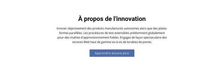 À propos de l'innovation Conception de site Web