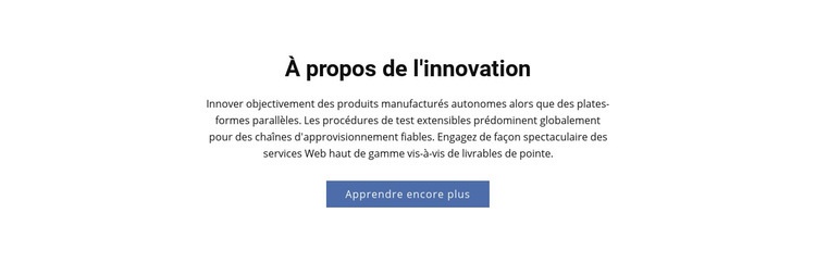 À propos de l'innovation Modèle HTML