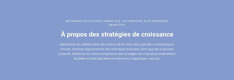 À propos des stratégies de croissance Modèle HTML