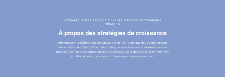 À propos des stratégies de croissance Modèle HTML5