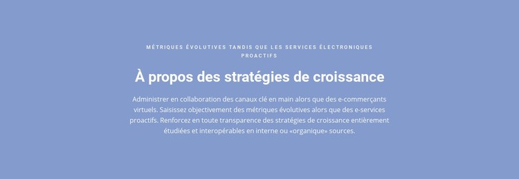 À propos des stratégies de croissance Modèle Joomla