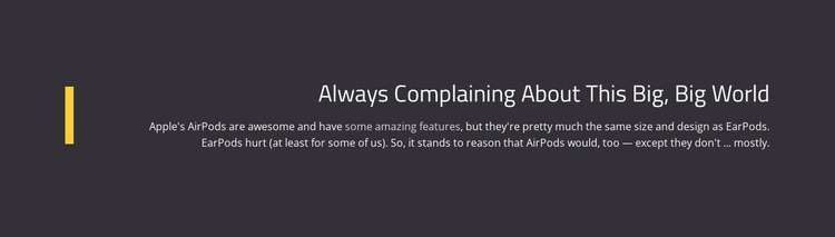 About Complaining Big World Html Website Builder